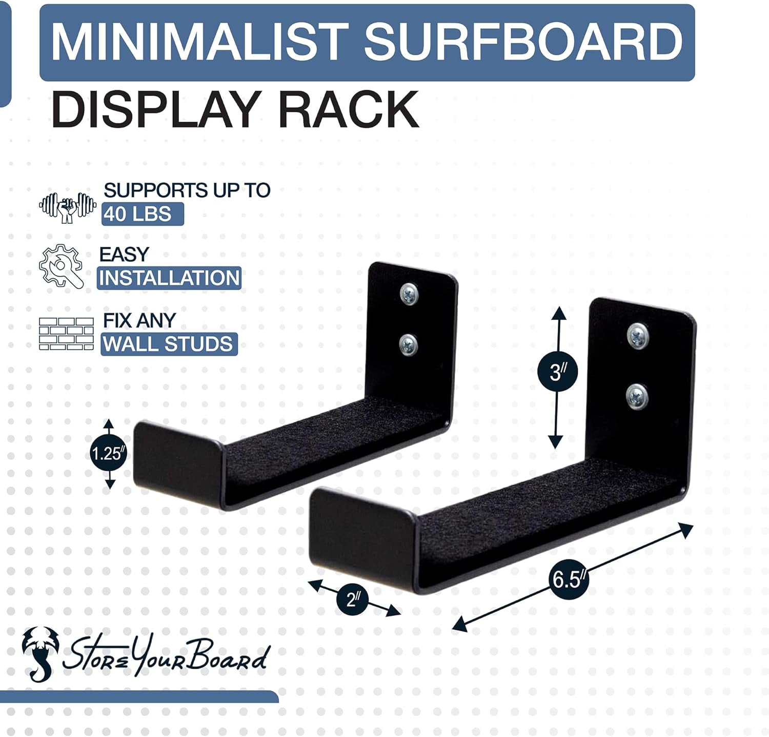 Naked Surf, the Original Minimalist Surfboard Wall Rack, Display Mount